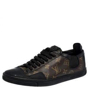 Louis Vuitton Brown Monogram Canvas And Black Leather Slalom Low Top Sneakers Size 41