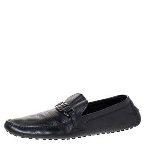 Pre Owned Louis Vuitton Black Leather Hockenheim Loafers Size 44.5
