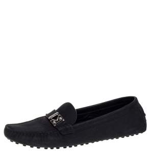 Louis Vuitton Black Suede Racetrack Loafers Size 39.5