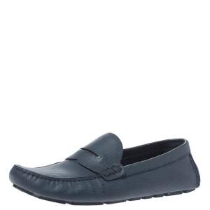 Louis Vuitton Blue Leather Driver Slip On Loafers Size 43