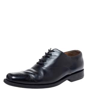 Louis Vuitton Black Leather Wing Tips Lace Up Oxford Size 43