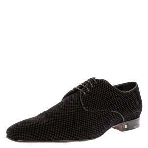 مملوكة مسبقًا Louis Vuitton Black Petit Damier Velvet Derby Size 44