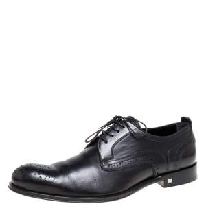 Pre Owned Louis Vuitton Black Brogue Leather Lace Up Derby Size 42.5