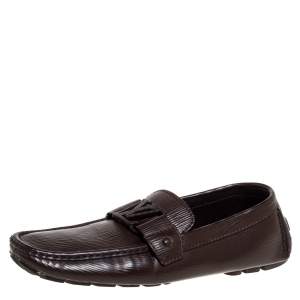Louis Vuitton Brown Leather Monte Carlo Slip On Loafers Size 41.5