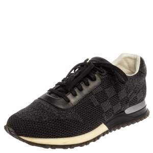 Louis Vuitton Black Damier Fabric and Leather Run Away Sneakers Size 41