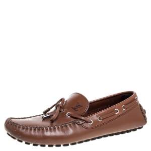 Pre Owned Louis Vuitton Brown Leather Arizona Loafers Size 42