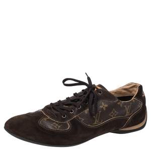 Louis Vuitton Brown Suede And Monogram Canvas Energie Sneakers Size 46