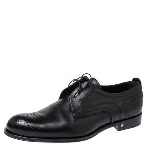 Pre Owned Louis Vuitton Black Brogue Leather Trading Lace Up Derby Size 42.5