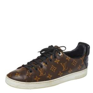 Louis Vuitton Brown Monogram Canvas and Black Leather Frontrow Low Top Sneakers Size 42.5
