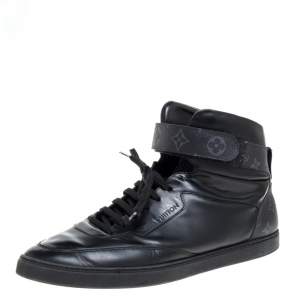 Louis Vuitton Monogram Eclipse Canvas and Leather Passenger High Top Sneakers Size 44