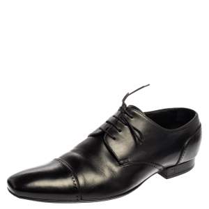 Louis Vuitton Black Leather Cap Toe Lace Up Derby Size 42.5