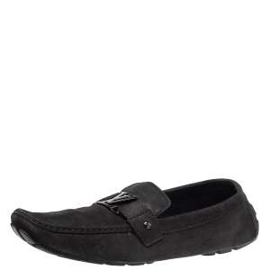 Louis Vuitton Black Suede Leather Monte Carlo Slip On Loafers Size 46