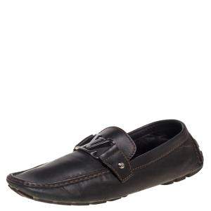 Louis Vuitton Dark Brown Leather Monte Carlo Loafers Size 43
