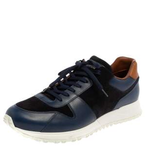 Louis Vuitton Blue Suede And Leather Run Away Sneakers Size 41.5