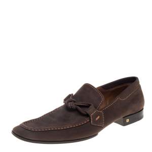 Pre Owned Louis Vuitton Vintage Brown Nubuck Slip On Loafers Size 44
