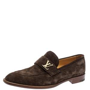 مملوكة مسبقًا Louis Vuitton Brown Suede Saint Germain Slip On Loafers Size 43