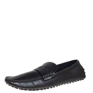 Pre Owned Louis Vuitton Black Leather Driving Loafers Size 45