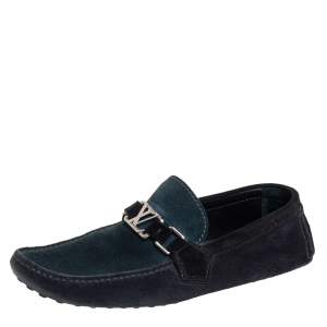 Louis Vuitton Dark Tri Color Suede Hockenheim Slip On Loafers Size 40.5