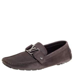 مملوكة مسبقًا حذاء لوفرز لوي فيتون مونت كارلو سليب أون جلد إيبي بني مقاس 41