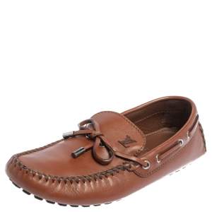 Pre Owned Louis Vuitton Brown Leather Arizona Bow Loafers Size 42