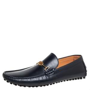 Louis Vuitton Black Leather LV Club Slip On Loafers Size 41