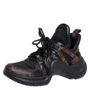 Louis Vuitton Black/Brown Mesh And Monogram Canvas Archlight Low Top Sneakers Size 42