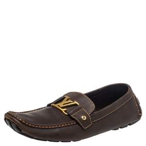 Pre Owned حذاء لوفرز لوي فيتون مونت كارلو جلد بني مقاس 44