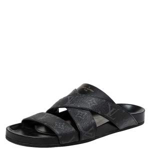 Louis Vuitton Black Monogram Leather Mirabeau Mule Sandals Size 43