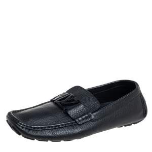 Louis Vuitton Black Leather Monte Carlo Slip On Loafers Size 42.5