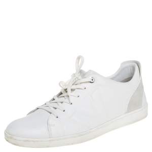 Louis Vuitton White Leather And Suede Low Top Sneakers Size 44.5