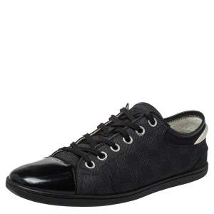 مملوكة مسبقًا حذاء رياضي لوي فيتون جلد ونايلون غرافيت دامييه رصاصي/أسود مقدمة سوداء منخفض من أعلى مقاس 42