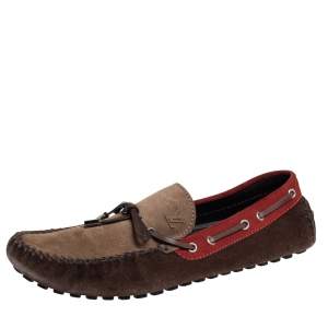 Pre Owned Louis Vuitton Multicolor Leather And Suede Gloria Loafers Size 44.5