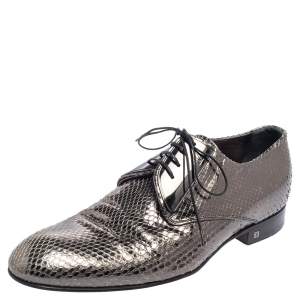 مملوكة مسبقًا Louis Vuitton Metallic Grey Python Lace Up Derby Size 41.5