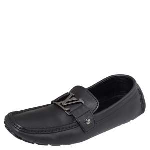 Louis Vuitton Black Leather Monte Carlo Slip On Loafers Size 41
