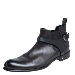Pre Owned Louis Vuitton Black Leather Greenwich Ankle Boots Size 42.5