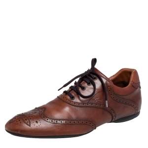 Pre Owned (Louis Vuitton Brown Brogue Leather Lace Up Oxford Size 44.5