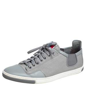 Louis Vuitton Grey Canvas and Leather Low Top Sneakers Size 45