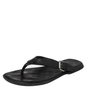 Pre Owned Louis Vuitton Damier Graphite Leather Thong Flats Size 41