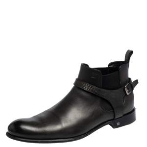 Pre Owned  Louis Vuitton Dark Green Leather Greenwich Ankle Boots Size 42.5