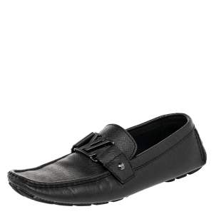 Louis Vuitton Black Leather Monte Carlo Slip On Loafers Size 42