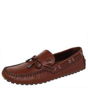 Louis Vuitton Brown Leather Slip on Loafers Size 43.5