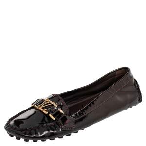 Louis Vuitton Burgundy Amarante Vernis Leather Oxford Loafers Size 38.5