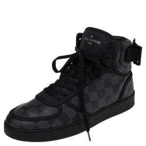 Pre Owned Louis Vuitton Grey/Black Damier Graphite Canvas Rivoli High Top Sneakers Size 40