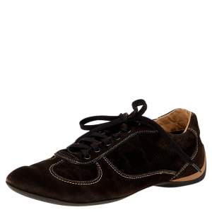 Louis Vuitton Brown Monogram Suede Low Top Sneakers Size 42