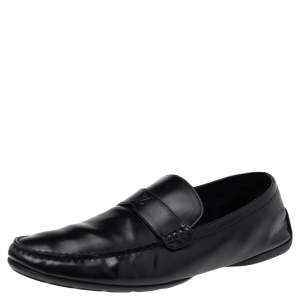 حذاء لوفرز لوي فيتون سليب أون جلد أسود مقاس 44.5