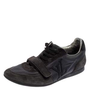 Louis Vuitton Navy Blue  Suede And Fabric Trainers Low Top Sneakers Size 40.5