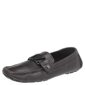 Louis Vuitton Dark Brown Leather Monte Carlo Slip On Loafers Size 41.5
