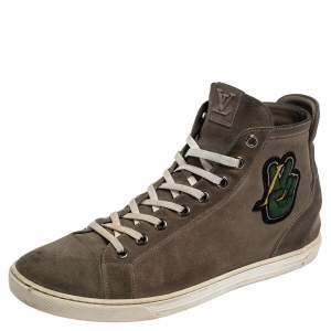 Louis Vuitton Grey Suede High Top Sneakers Size 44