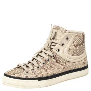 Louis Vuitton Beige/Brown Python Leather Sprinter High Top Sneakers Size 40