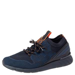 Pre Owned Louis Vuitton Blue Knit Fabric Fastlane Sneakers Size 41